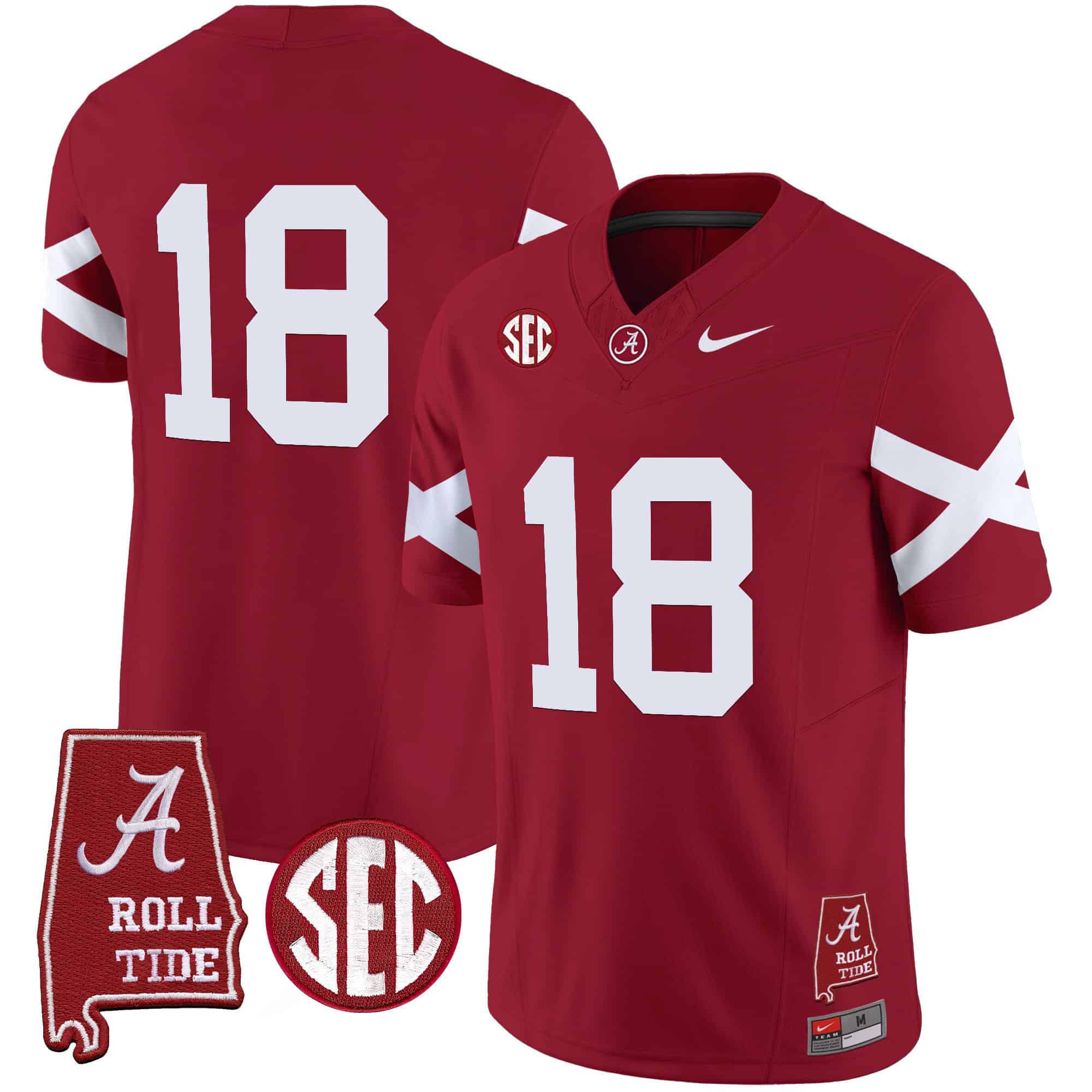 Men Alabama Crimson Tide #18 No Name Red Map Vapor Limited 2024 Nike NCAA Jersey->indianapolis colts->NFL Jersey